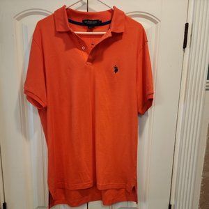 EUC MENS'S L BLACK LABEL US POLO ASSN LUXURY FEEL SHORT SLEEVE CORAL BLUE PONY